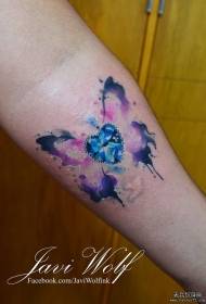 Small arm splash ink butterfly wings with heart shaped diamond color tattoo pattern