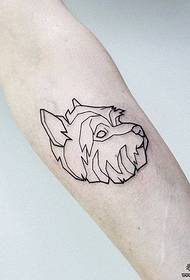 Mažos rankos linijos mažos šviežios šuns galvos tatuiruotės modelis