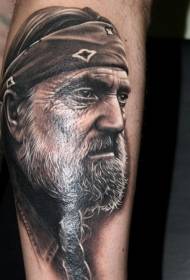 Arm man realistic style colorful man portrait tattoo pattern