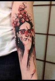 Arm tajemné barevné ženy květ tetování vzor