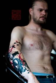 Arm large modern style colorful tattoo pattern