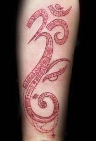 Arm rött bläck stil stort mysterium symbol tatuering mönster