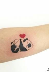 Mala panda u obliku srca malenog svježeg geometrijskog uzorka tetovaže u obliku srca