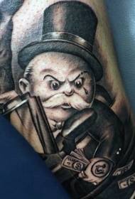 Arm funny angry old man tattoo pattern