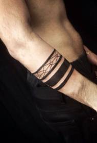 Male arm different thickness line tattoo pattern
