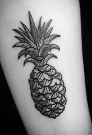 Mali krak mali svježi crno siva linija tetovaža ananasa