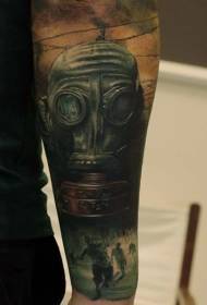 Arm modern military style colored gas mask tattoo pattern