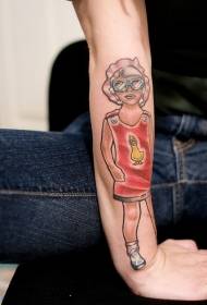 Озброєння кольором vintage дівчина татуювання візерунок