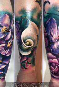 arms people Marvelous realistic colorful flower tattoo pattern