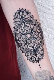 Female arm black big floral tattoo pattern