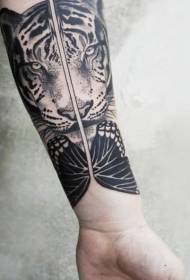 arm naturally beautiful black tiger and butterfly tattoo pattern