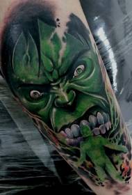 Evil Hulk and Green Portrait Tattoo Pattern