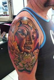 Bigbow geverf soos Boeddha en lotus tatoeëringpatroon