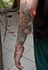 bras beau motif de tatouage de poignard