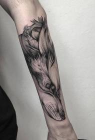braț școală vechi demon model negru lup tatuaj