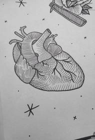 dorëshkrimi i modelit të tatuazheve të zemrës së thjeshtë