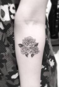 small Arm small black small fresh three rose tattoo pattern