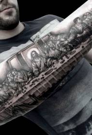 Model de tatuaj pentru braț negru gri Religie Isus