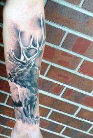 arm realistic black gray style wild elk tattoo pattern
