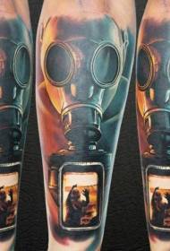 illustration style color gas mask tattoo Pattern