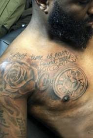 tattoo shoulder male boys shoulder rose and watch tattoo pictures