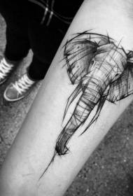 malgranda brako simpla nigra mano-desegnita skizo stilo elefanto tatuaje ŝablono