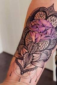 flor de vainilla decorativa de brazo negro con colorido patrón de tatuaje de diamantes