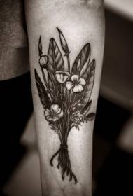 ramo negro de flores silvestres brazo Patrón de tatuaxe