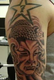 Nnukwu kpakpando ise gbara agba na usoro Buddha Head Tattoo