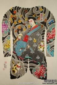 All-A traditional geisha painted tattoo pattern manuscript