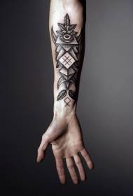 schwaarz prick innovativ geometresch Augearm Tattoo Muster