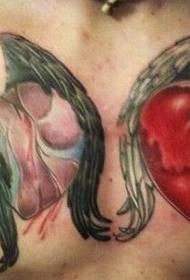 two different heart tattoos