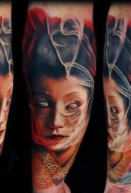 brazo pequeno estilo realista patrón de tatuaxe de geisha monstro