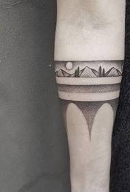 Arms point black black mountain sun tattoo pattern