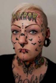 nainen kasvot hullu kukka runko englanti ja lepakko tatuointi malli