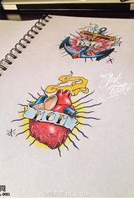 цветное изображение якоря татуировки сердце