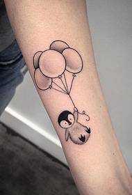 jib cartoon penguin balloon black gray tattoo pattern