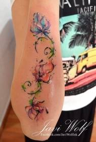 arm gentle and elegant watercolor style vine flower tattoo pattern