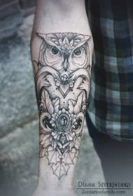 Arm Black Owl Jewelry Tattoo Pattern