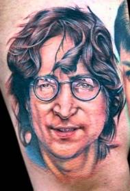 men's color portrait tattoo pattern with glasses
