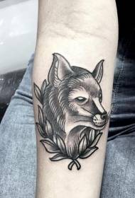 arm old school black mysterious fox tattoo pattern