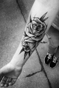 рука простой эскиз стиль черная роза тату
