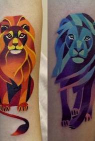 arm cartoon multicolored lion tattoo pattern