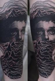 Personalidade Liña de onda e retrato Retrato combinado de tatuaxes