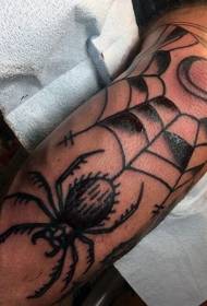 Old school black spider with spider web tattoo pattern
