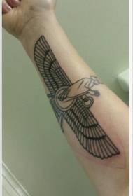Patrón de tatuaje de brazo de dios egipcio negro