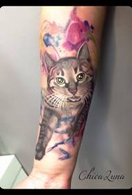 руку слатка мачка боја тетоважа узорак