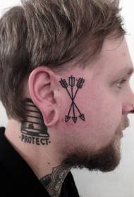 men's face black arrow tattoo pattern
