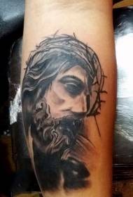 Myślenie o religijnym wzorze tatuażu Jezusa i cierni korony