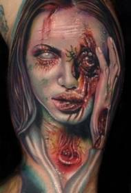 Ongelooflijke horror zombie vrouw portret tattoo patroon